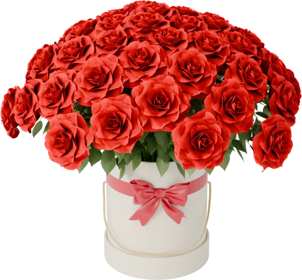 Red roses in a box